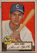 1952 Topps CHUCK STOBBS Chicago White Sox #62 *Low Grade Filler* Black Back