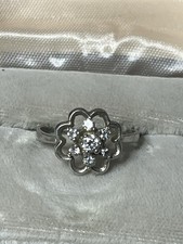 Vtg. Sterling Silver Rhinestone Ladies Ring 8