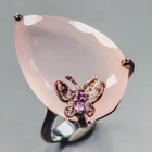 Handmade 27 ct+ Natural Rose Quartz Ring 925 Sterling Silver Size 9 /R439183
