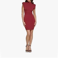 Guess Bodycon Dress Wine Red Size XL NWT Mock Neck Party Mini