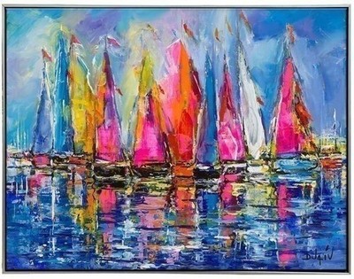 Sails of Color, limited edition embellished giclee on canvas by Duaiv, 31x25