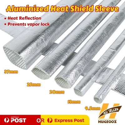 Aluminum Fiberglass Heat Shield Sleeve Car Wire Fuel Brake Line Hose Wrap Guards - image 1 of 4