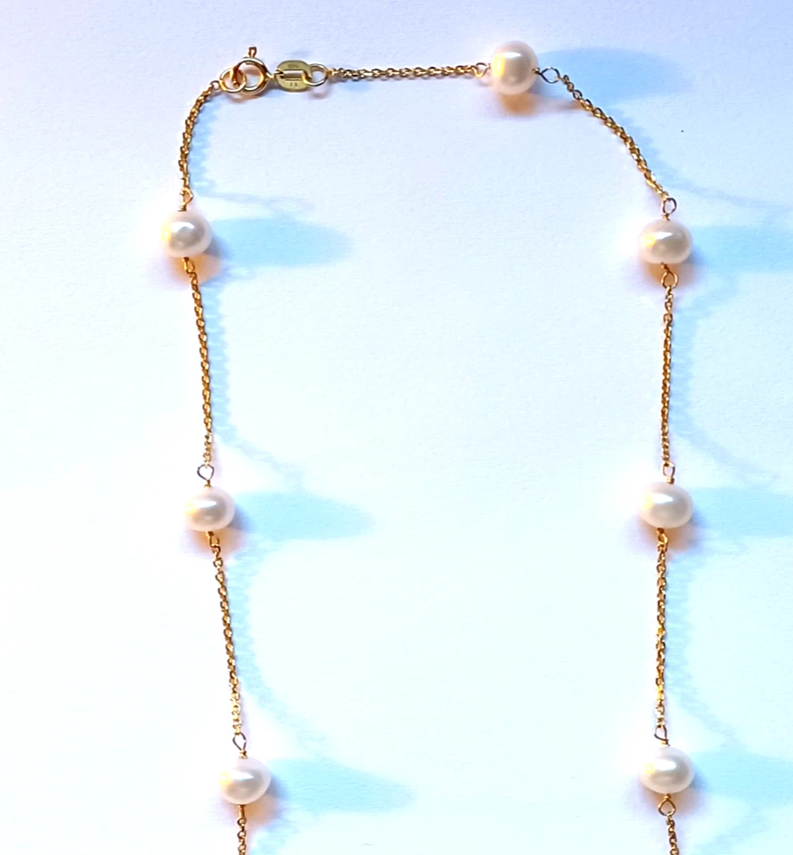 Винтажный 14K золото и жемчуг станции ожерелье - Изображение 4 из 4