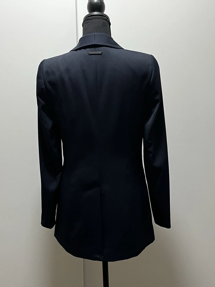 Armani Exchange - Blazer largo azul marino para mujer talla 4, botón delantero, nuevo Foto 4 de 4