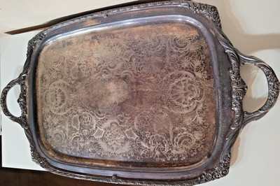 【Rogers Brothers】 HERITAGE ギャラリートレー 71cm Wm Rogers Bros IS Heritage 9492 Silverplate Tray Large Ornate