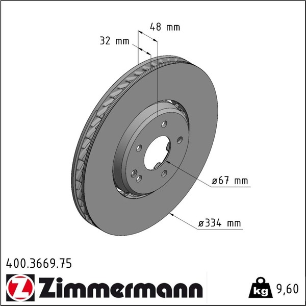 Zimmermann 400.3669.75 Bremsscheibe FüR Mercedes Benz E Klasse C CLK W210 S210-image