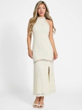 Guess White Liza Lace Maxi Dress Cream White Mult Size M NWT $178