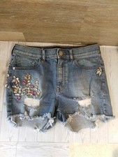 Women's Express High Rise Rhinestone Stretch Jeans Shorts sz 2