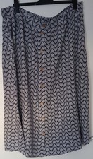 Damart Ladies Navy & White Patterned Part Elasticated Waist Skirt Size 24 33L