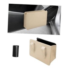 Car Trash Can Waterproof Leather Hanging Storage Container Vehicle Beige