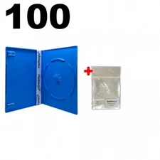 100 SLIM Solid Blue Color Single DVD Cases 7MM & 100 OPP Bags