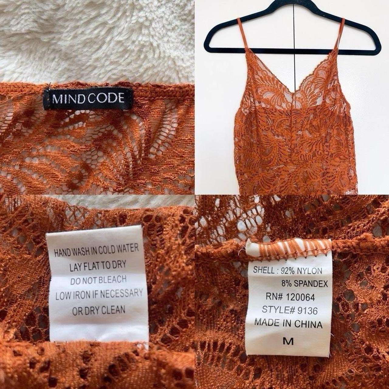 Mind Code | Copper Orange Sheer Elastic Lace Cami… - image 3