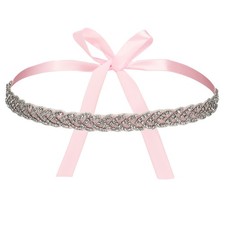 Bridal Belt 2cm Wide Sparkly Crystal Rhinestone Wedding Dress Belt Pink