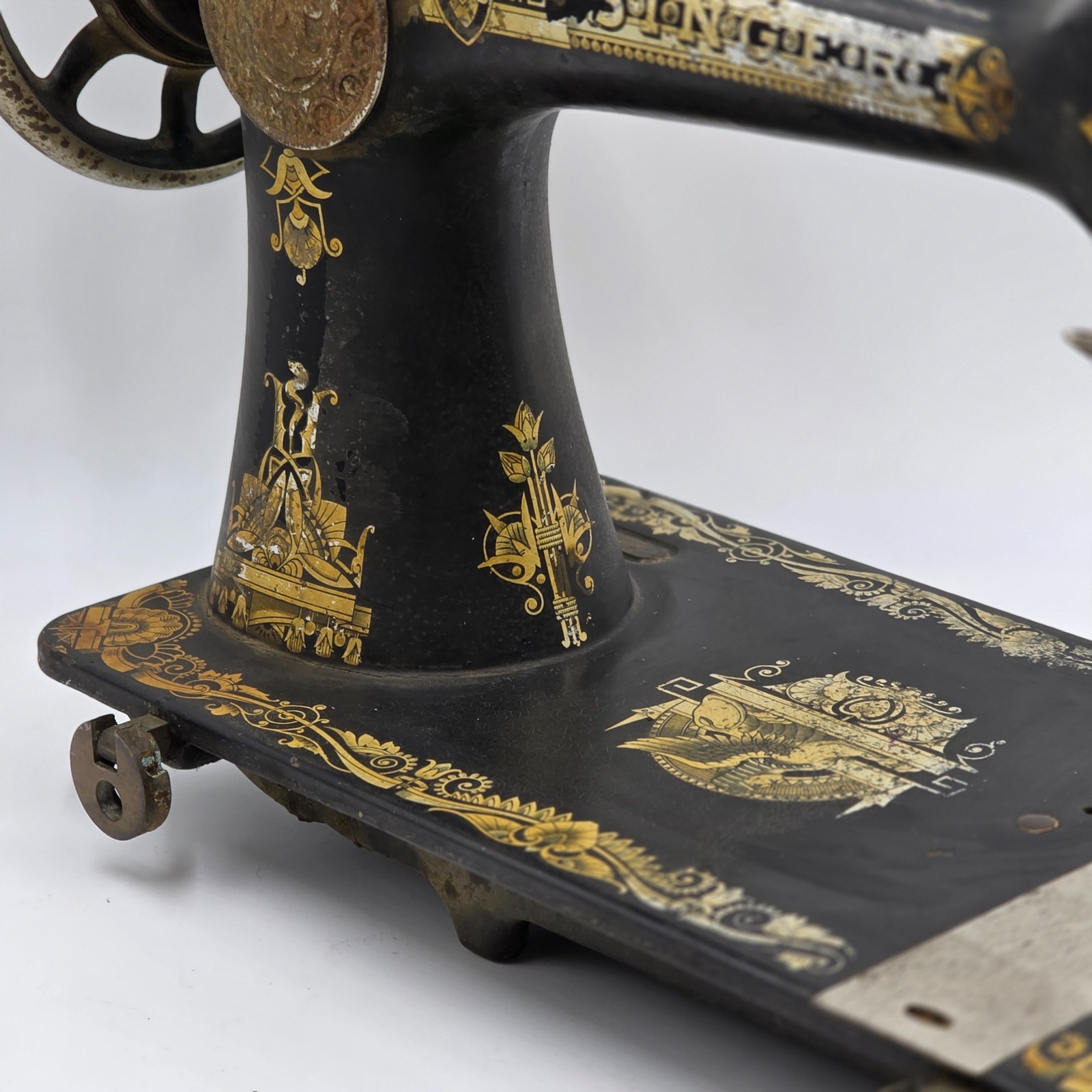 Antique 1910s Singer Sewing Machine Egyptian Sphinx Treadle - Untested READ