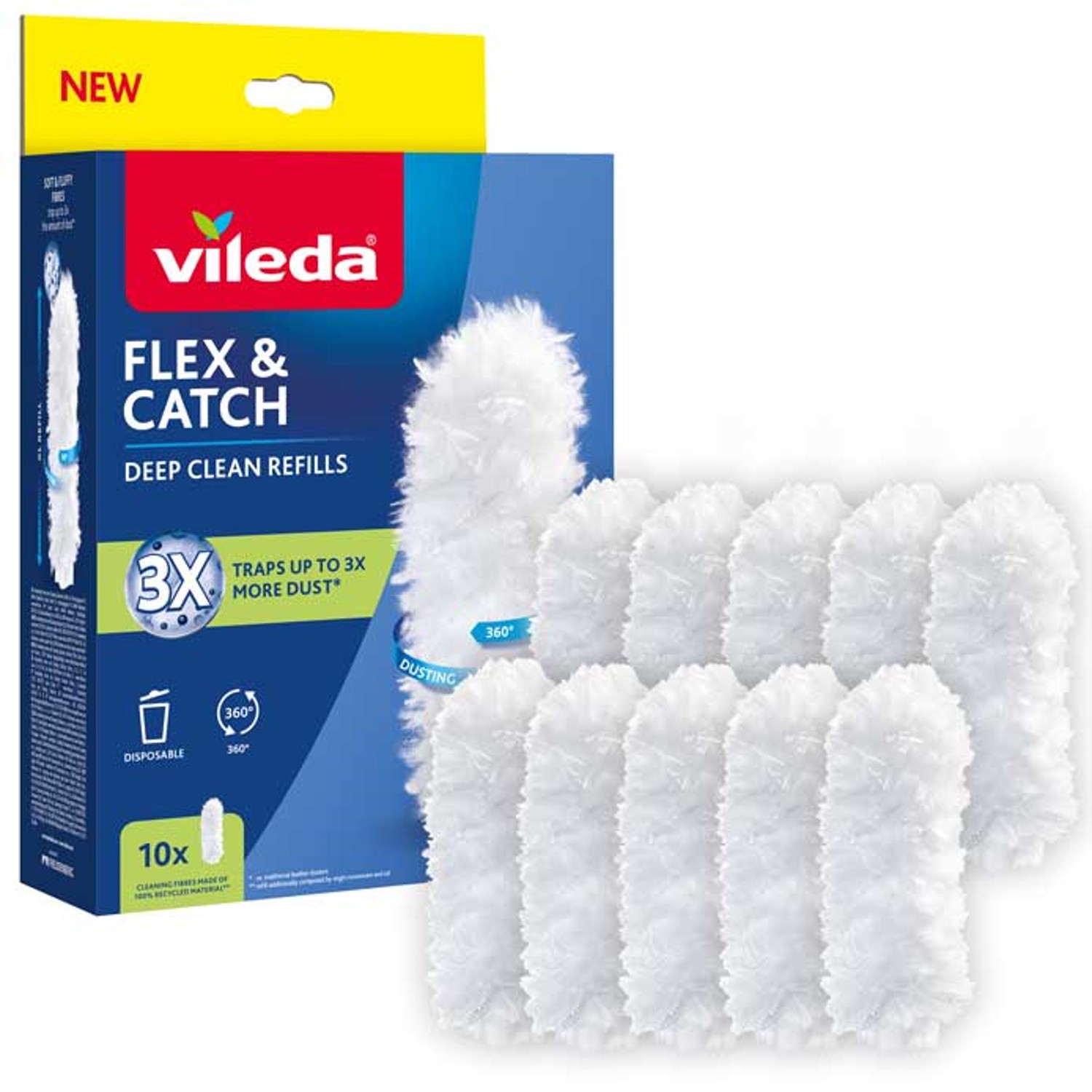 Vileda Flex Catch Recharge balai poussière lingette rechargeable pack de 10