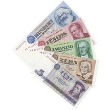 Germany – 5, 10, 20, 50 & 100 Deutsche Mark – 1971–1975 – UND (Uncirculated)