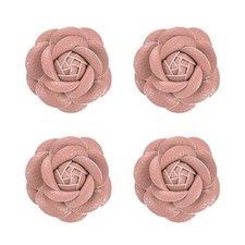 4-Pack Decorative Rose Shoe Clips, Leather Fashion Flower Clip Pink