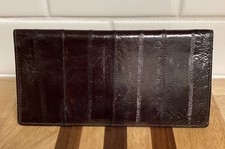 Vintage Eel Skin Checkbook Cover Wallet Credit Card Holder Brown