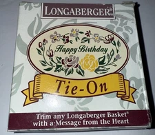 Vintage 1994 Longaberger Happy Birthday Flowers Oval Tie-On for Basket