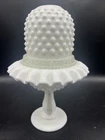VTG Fenton White Milk Glass Pedestal 3 Piece Hobnail Footed Fairy Lamp 8.5” Read