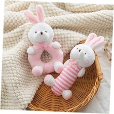 Plush Baby Soft Rattle Toys, Pink Bunny Baby Rattles for Infants Baby First