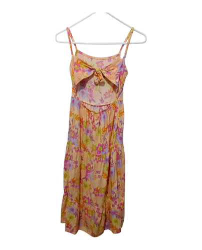 Cat & Jack Girls' Orange Tiered Floral Summer Dress Cut Out Back Size L 10/12 - Picture 2 of 8