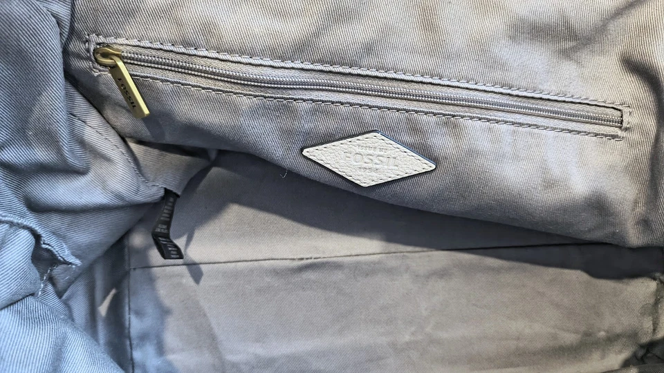 Fossil Jori White Cowhide Satchel Shoulder Crossbody Coconut White NO STRAP - Image 4 of 4