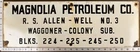 New ListingVintage Porcelain Oil Well Sign - Magnolia Petroleum Co RS Allen Well No 3