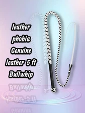 Genuine CowHide Bullwhip 5 Feet Long Handmade Dark Brown 12 Plaits Bull Whips