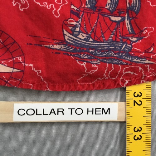 Roundtree Yorke Shirt Men's XL Red Button Front All Over Nautical Print Pocket - Picture 4 of 11