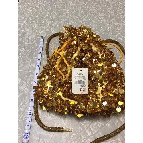NWT Cato Gold Sequins Embellished Purse Handbag Dressy Party Wedding Drawstring - Picture 4 of 7