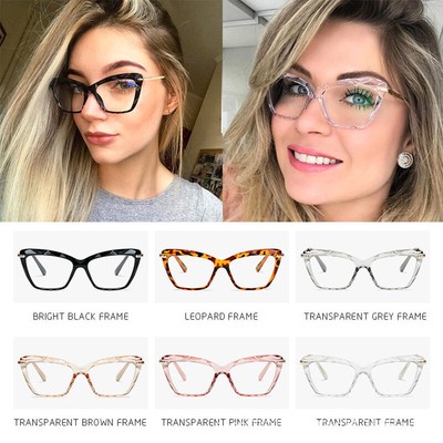 Cat Eye Clear Glasses Frames Women Crystal Eyeglasses Optical Computer ...