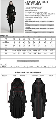Punk Rave Women Black Vintage Gothic Gorgeous Palace Tailcoat Slim Fit Long Coat - Picture 4 of 20