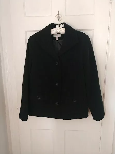 JM COLLECTION SHORT BLACK COAT SINGLE BREASTED SIZE LARGE