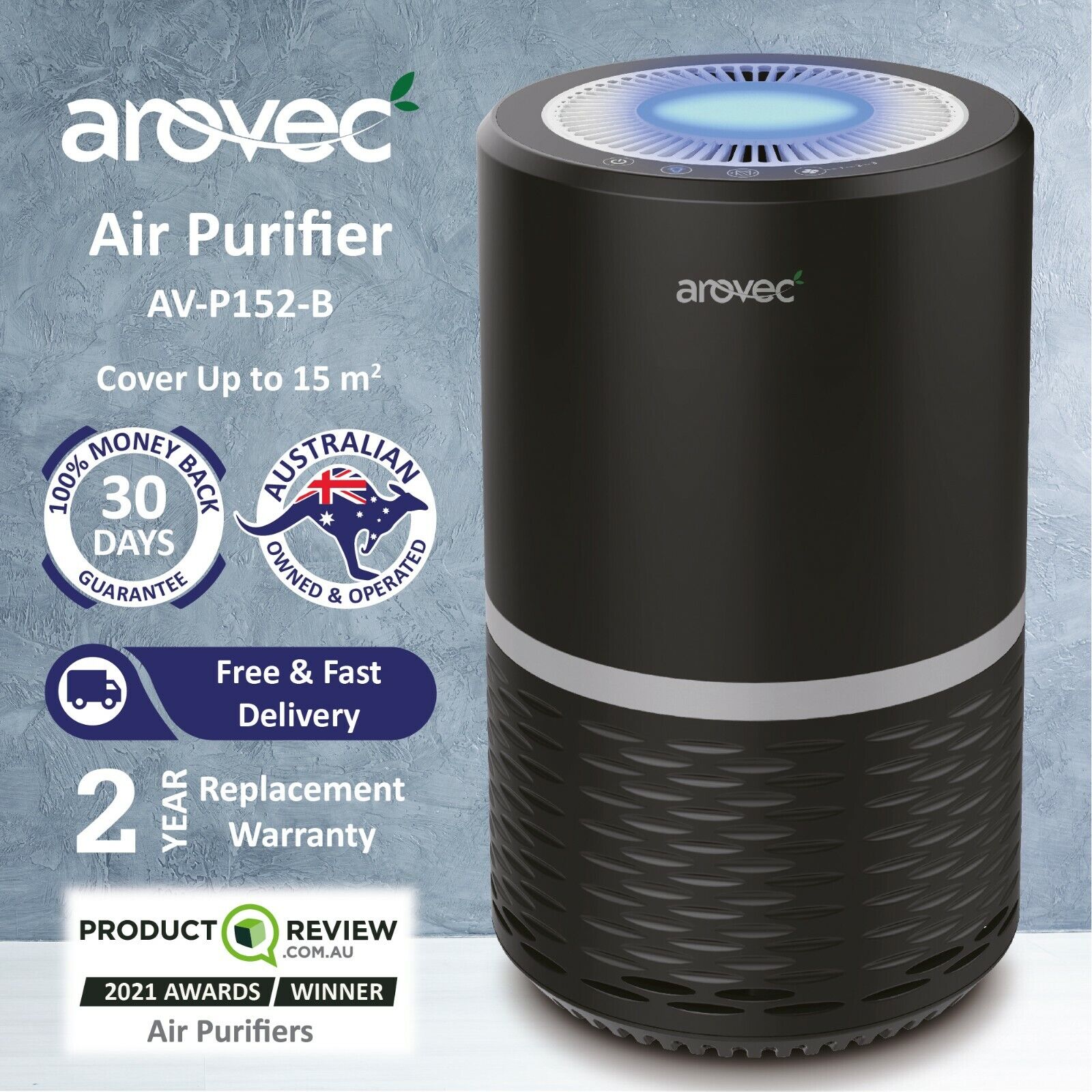 Arovec Air Purifier Carbon HEPA Filter Best Home Cleaner Smoke Dust Allergens