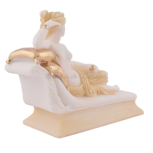 Statue Paolina Borghese Bonaparte Alabaster 5.51" - 14cm Nude Cast Marble - Picture 6 of 7
