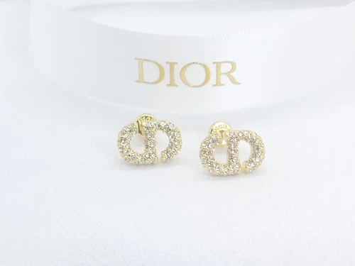 DIOR CD CRYSTAL STUD EARRINGS - Box & Dust Pouch Included