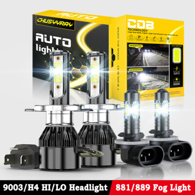 For Chevy Aveo/Aveo5 2004-2008 6000K 4x LED Headlight High/Low + Fog Light Bulbs