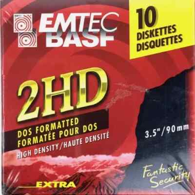 10 x 3.5'' Floppy Disks 1.44MB FDD IBM DOS Formatted NEW BASF EMTEC Verbatim Pack