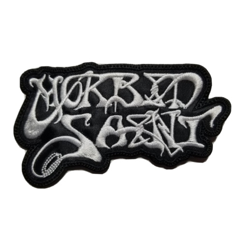 MORBID SAINT  WHITE LOGO  SHAPED  EMBROIDERED PATCH - Picture 1 of 1