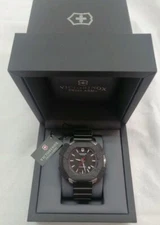 VICTORINOX INOX SWISS ARMY Analog Quartz Black Dial w/Box Men's Watch Tested