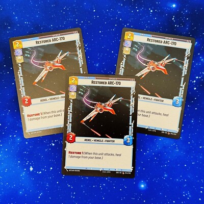 Restored Arc-170 SOR Spark Of Rebellion Star Wars Unlimited 044 SWU x3 PLAYSET