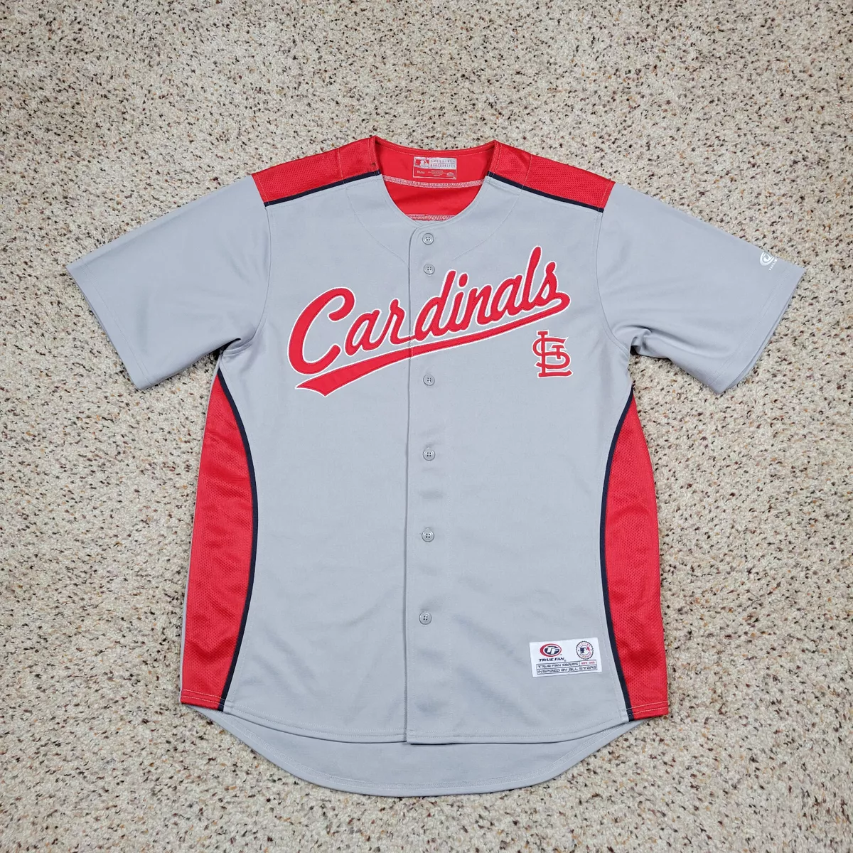 St Louis Cardinals Jersey Mens Medium Gray Red Baseball MLB True Fan Adult  A1*