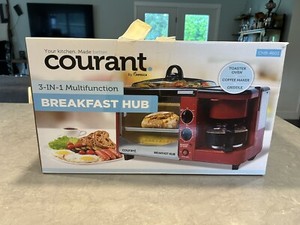 Petit-déjeuner Hub Grille-pain Oven Gridle, Coffee Maker Courant Red CHB-4601 NIB