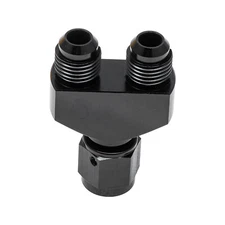Black Y Block Adapter Fittings -6AN Female To Parallel Exit Dual 6AN Male US NEW