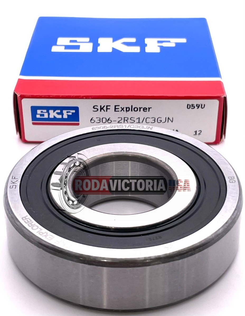 SKF 6306 2RS1 C3 GJN Deep Groove Ball Bearing, Rubber Sealed