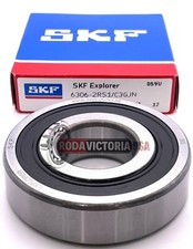 SKF 6306 2RS1 C3 GJN Deep Groove Ball Bearing, Rubber Sealed 30x72x19 mm