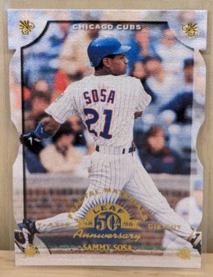 1998 Leaf Fractal Materials NYLON Y AXIS DIE CUT #144 Sammy Sosa Cubs RARE /100