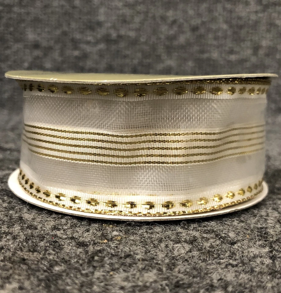 Lot Of 4 Vintage Mega Rolls (3) 1 1/2” Wired Christmas Ribbon 10yds (1) 7/8” New - Image 2 of 4