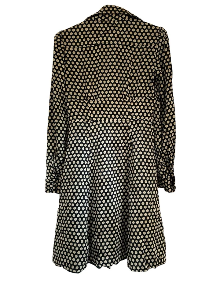 Nanette Lepore Silk Shirt Dress Size 0 Black Cream Polka Dot Button Front - Image 2 of 4